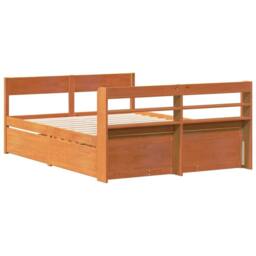 Berkfield Home Bed Frame without Mattress Wax Brown 135x190 cm Double Solid Wood Pine - thumbnail 8