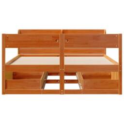 Berkfield Home Bed Frame without Mattress Wax Brown 135x190 cm Double Solid Wood Pine - thumbnail 4