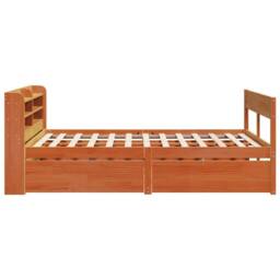 Berkfield Home Bed Frame without Mattress Wax Brown 135x190 cm Double Solid Wood Pine - thumbnail 7