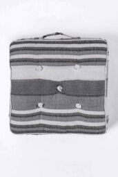Homescapes Morocco Striped Cotton Floor Cushion in Grey - Size: 40 cm x 40 cm - thumbnail 3