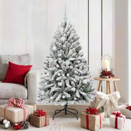 Berkfield Home Artificial Christmas Tree Green & White 150 cm PVC & Metal - thumbnail 1