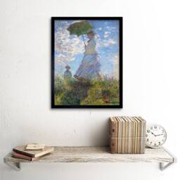 "Artery8 Claude Monet Woman A Parasol Madame Monet Framed Art Print in Blue - Size: W12"" x H16""" - thumbnail 2