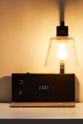 Black Iron Wall Light with Transparent Glass Shade & Knob Switch - thumbnail 1