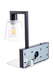 Black Iron Wall Light with Transparent Glass Shade & Knob Switch - thumbnail 5