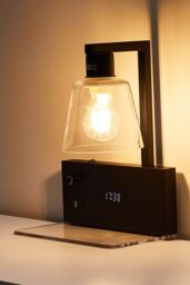 Black Iron Wall Light with Transparent Glass Shade & Knob Switch - thumbnail 2