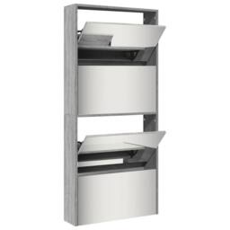 Berkfield Home Shoe Cabinet with Mirror 4-Layer Grey Sonoma 63x17x134 cm - Size: 63 x 17 x 134 cm - thumbnail 4