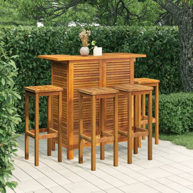 Berkfield Home 5 Piece Garden Bar Set Solid Wood Acacia in Brown - image 1