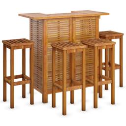 Berkfield Home 5 Piece Garden Bar Set Solid Wood Acacia in Brown - thumbnail 3
