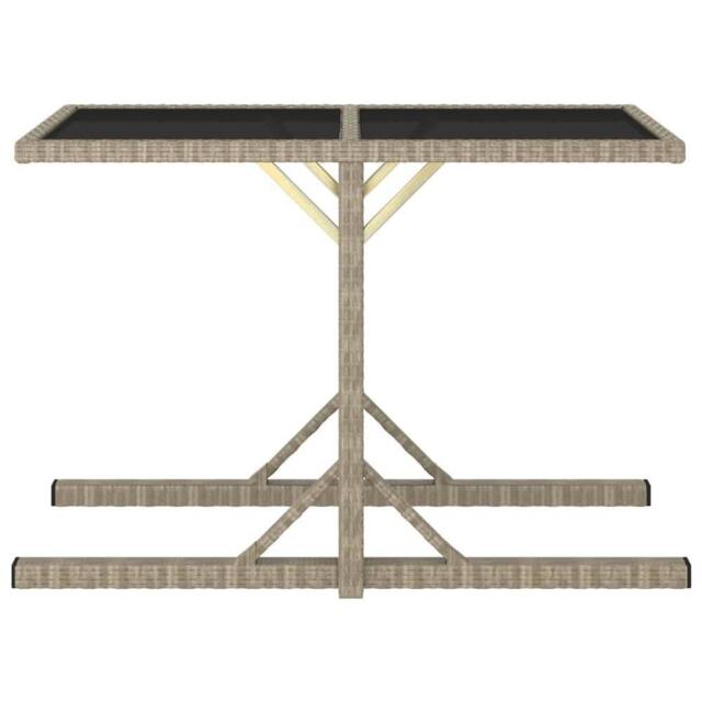 Berkfield Home Garden Table Beige 110x53x72 cm Glass & Poly Rattan - Size: 110 x 53 x 72 cm - image 1