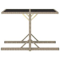 Berkfield Home Garden Table Beige 110x53x72 cm Glass & Poly Rattan - Size: 110 x 53 x 72 cm - thumbnail 1