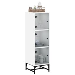 Berkfield Home Highboard with Glass Doors White 35x37x120 cm - Size: 35 x 37 x 120 cm - thumbnail 4