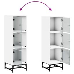 Berkfield Home Highboard with Glass Doors White 35x37x120 cm - Size: 35 x 37 x 120 cm - thumbnail 9