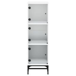 Berkfield Home Highboard with Glass Doors White 35x37x120 cm - Size: 35 x 37 x 120 cm - thumbnail 6