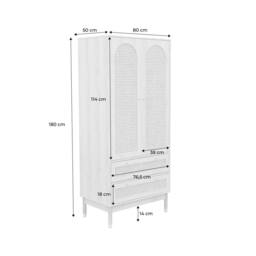 sweeek Wardrobe with 2 doors & 2 drawers, caning in Beige - thumbnail 8