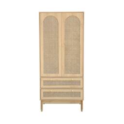 sweeek Wardrobe with 2 doors & 2 drawers, caning in Beige - thumbnail 6