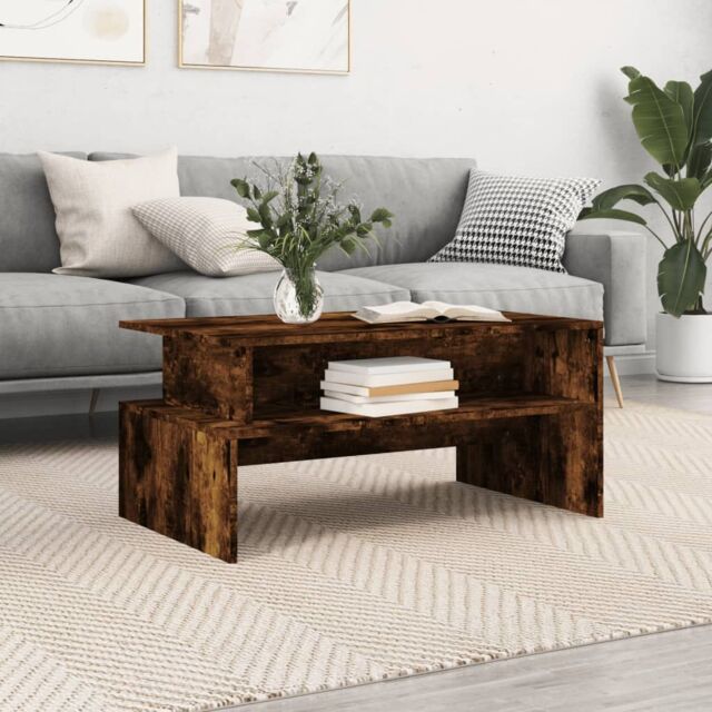 Berkfield Home Coffee Table Smoked Oak 90x55x42.5 cm Engineered Wood in Brown - image 1
