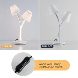 Harper Living LED Table Lamp, Bedside Table Light with 2 Vintage Lampshades in White - thumbnail 4