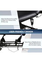 SHEONLY Electric Adjustable Reclining Tattoo Chair - Portable Salon Spa Bed in Black - thumbnail 6