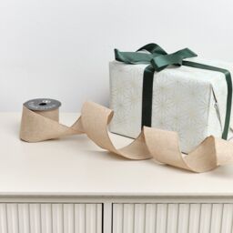 Melody Maison Natural Linen Hessian Look Wired Ribbon 2.7m in Brown - thumbnail 6