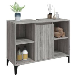 Berkfield Home Sink Cabinet Grey Sonoma 80x33x60 cm Engineered Wood - Size: 80 x 33 x 60 cm - thumbnail 4