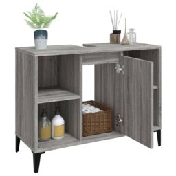 Berkfield Home Sink Cabinet Grey Sonoma 80x33x60 cm Engineered Wood - Size: 80 x 33 x 60 cm - thumbnail 5