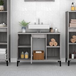 Berkfield Home Sink Cabinet Grey Sonoma 80x33x60 cm Engineered Wood - Size: 80 x 33 x 60 cm - thumbnail 3