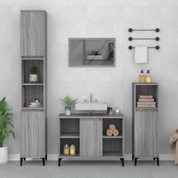 Berkfield Home Sink Cabinet Grey Sonoma 80x33x60 cm Engineered Wood - Size: 80 x 33 x 60 cm - thumbnail 1