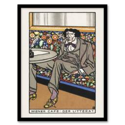 Artery8 Moriz Jung Viennese Cafe Advert The Man of Letters Framed Art Print - Size: A3 - thumbnail 1
