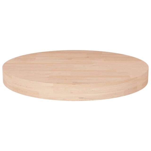 Berkfield Home Round Table Top √ò40x4 cm Untreated Solid Wood Oak in Brown - Size: 40x4 cm - image 1