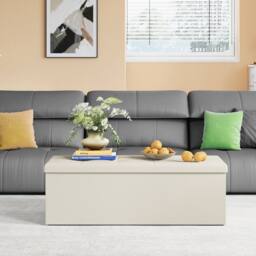 Dprodo Linen Storage Ottoman Folding Foot Rest Stool, 110cm x 38cm x 38cm in Beige - Size: 110 cm x 38 cm x 38 cm - thumbnail 4