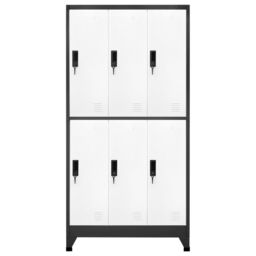 Berkfield Home Locker Cabinet Anthracite & White 90x45x180 cm Steel in Black - Size: 90 x 45 x 180 cm - thumbnail 2