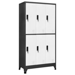 Berkfield Home Locker Cabinet Anthracite & White 90x45x180 cm Steel in Black - Size: 90 x 45 x 180 cm