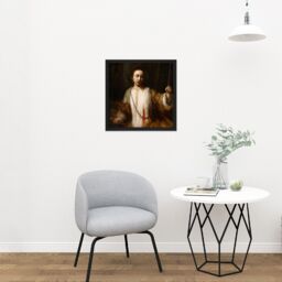 "Artery8 Wall Art Print Rembrandt Lucretia Square Framed Picture 16X16 Inch in Black - Size: W16"" x H16""" - thumbnail 2