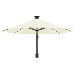 Berkfield Home Wall-mounted Parasol with LEDs & Metal Pole 300 cm Sand in Beige - thumbnail 4
