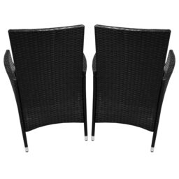 Monstershop Jardí 2-Seater Rattan Bistro Black Set with Cushions & Rain Cover - thumbnail 6