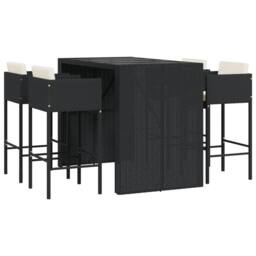 Berkfield Home 5 Piece Garden Bar Set with Cushions Black Poly Rattan