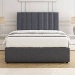 "BSSPOKE Sienna Plush Divan Bed 24"" Headboard & 2 Drawers Footend No Mattress in Charcoal - Size: King" - thumbnail 3