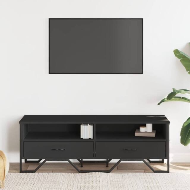 Berkfield Home TV Cabinet Black 122x34x41 cm Engineered Wood - Size: 122 x 34 x 41 cm - image 1