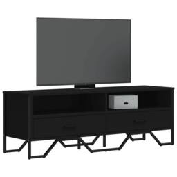 Berkfield Home TV Cabinet Black 122x34x41 cm Engineered Wood - Size: 122 x 34 x 41 cm - thumbnail 2