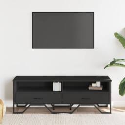 Berkfield Home TV Cabinet Black 122x34x41 cm Engineered Wood - Size: 122 x 34 x 41 cm - thumbnail 1