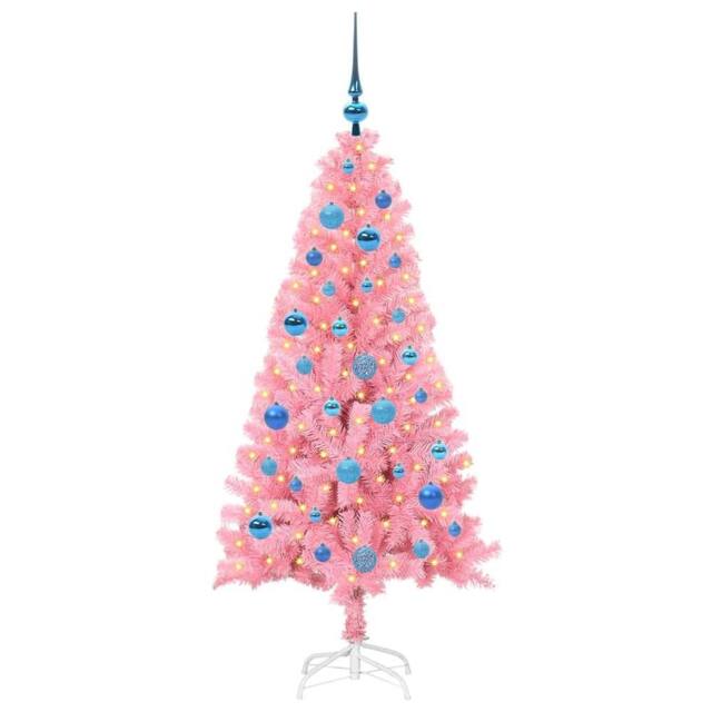 Berkfield Home Lush Christmas Tree with 150 LEDs with Stand Pink 150 cm PVC - image 1