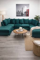 Stratus Interiors Easton Large U Shaped Sofa Soft Velvet Fabric in Green