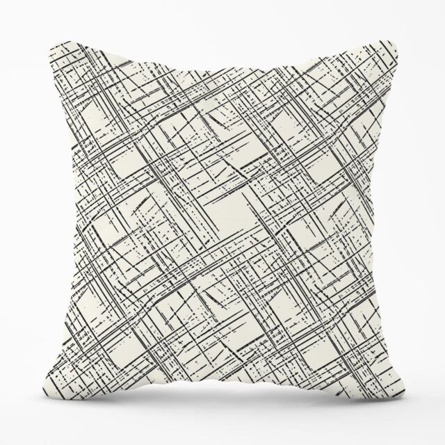 Warren Reed - Designer Monochrome Distressted Pattern Outdoor Cushion in Grey - Size: 60 cm x 60 cm - image 1