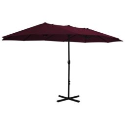 Berkfield Home Outdoor Parasol with Aluminium Pole 460x270 cm Bordeaux Red - thumbnail 2