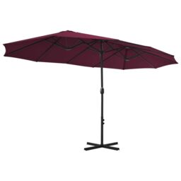 Berkfield Home Outdoor Parasol with Aluminium Pole 460x270 cm Bordeaux Red - thumbnail 4