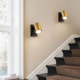 Harper Living Adjustable Wall Spotlight, On/Off Switch, Matt Black & Gold Wall Light - thumbnail 5