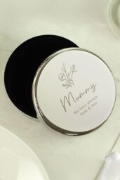Personalised Memento Company Women's Personalised Floral Round Trinket Box in Metallic Silver - thumbnail 4