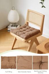 Padded Comfort Corduroy Indoor Chair Cushion in Light Brown - Size: 55 cm x 55 cm - thumbnail 2