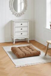 Padded Comfort Corduroy Indoor Chair Cushion in Light Brown - Size: 55 cm x 55 cm - thumbnail 4