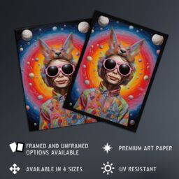 Artery8 Surreal Abstract Portrait Big Bold Bright Fun Portrait Animal Hat Outer Space Quirky Large Wall Unframed Art Poster Print Thick Paper 18X24 - thumbnail 2